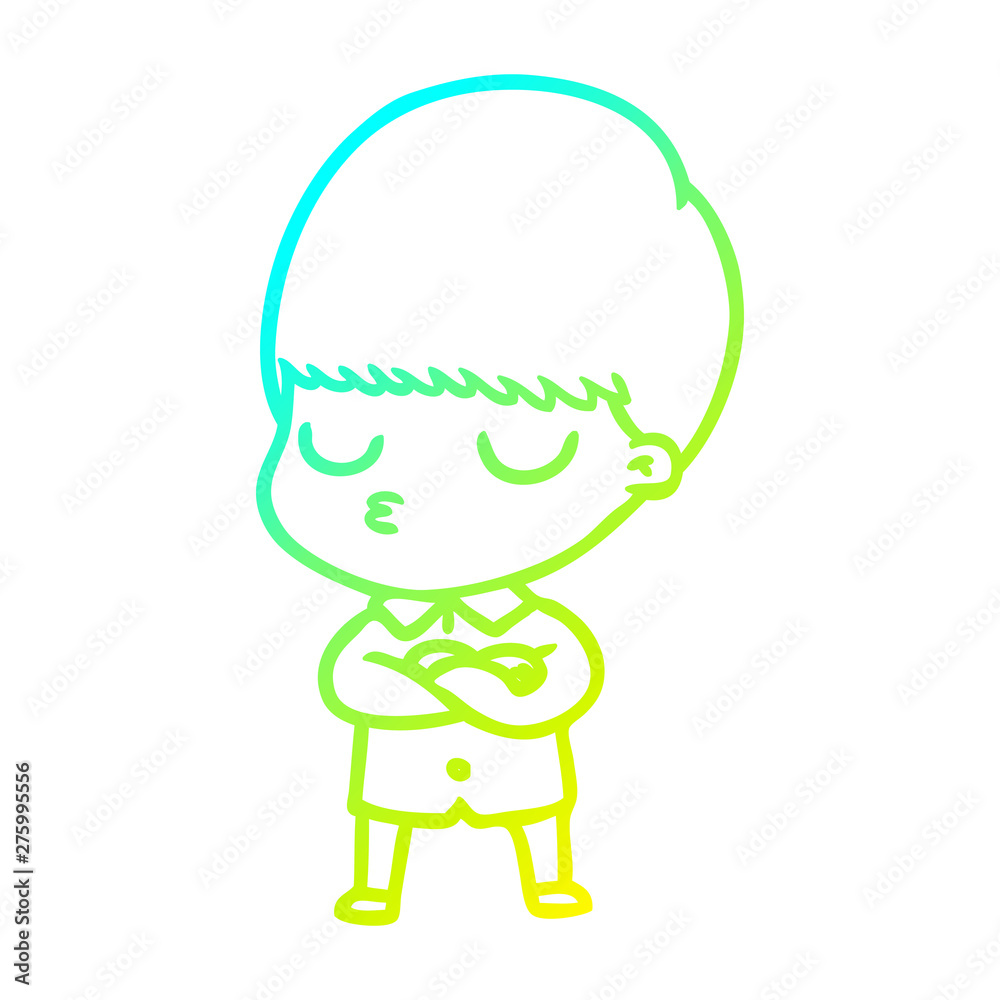 cold gradient line drawing cartoon calm boy cold gradient line drawing cartoon calm boy