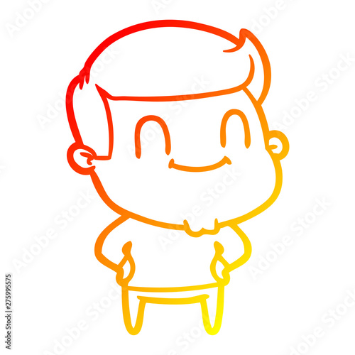 warm gradient line drawing cartoon happy man