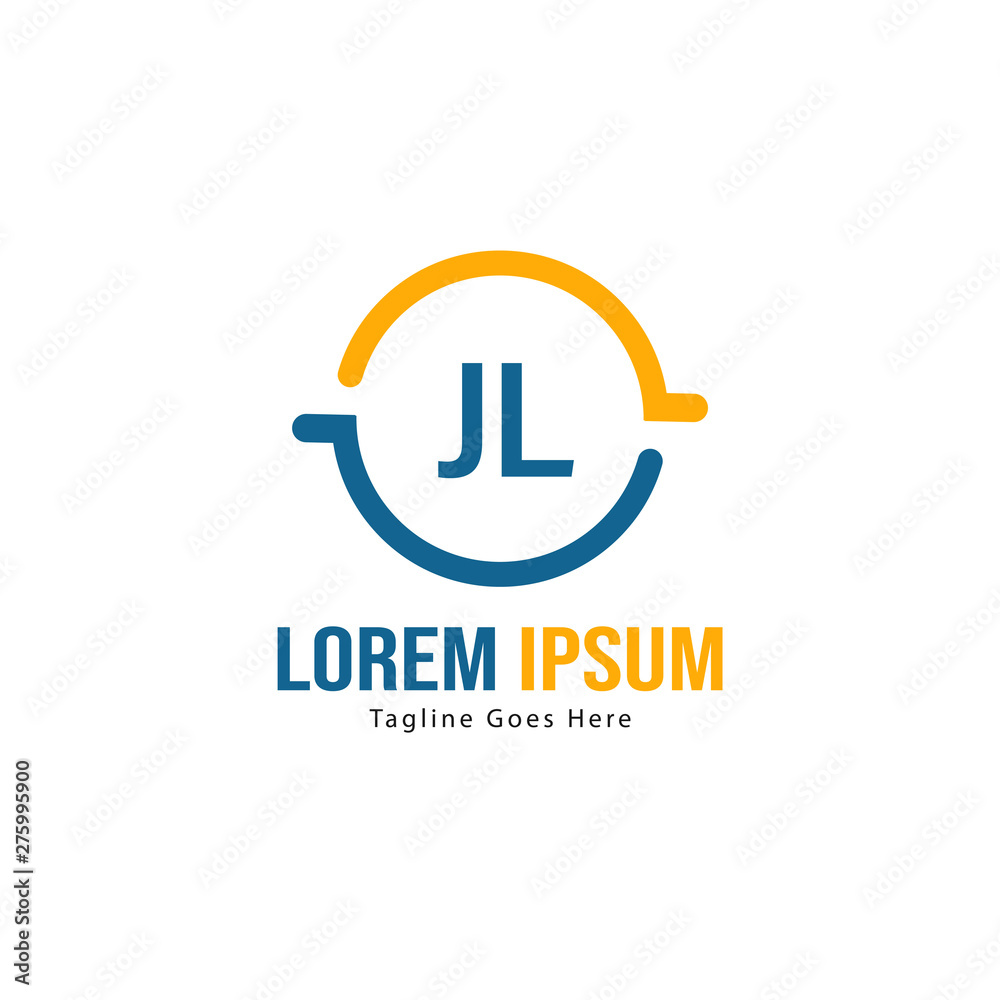 Initial JL logo template with modern frame. Minimalist JL letter logo vector illustration