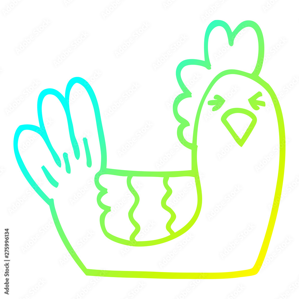 Obraz premium cold gradient line drawing cartoon roosting hen