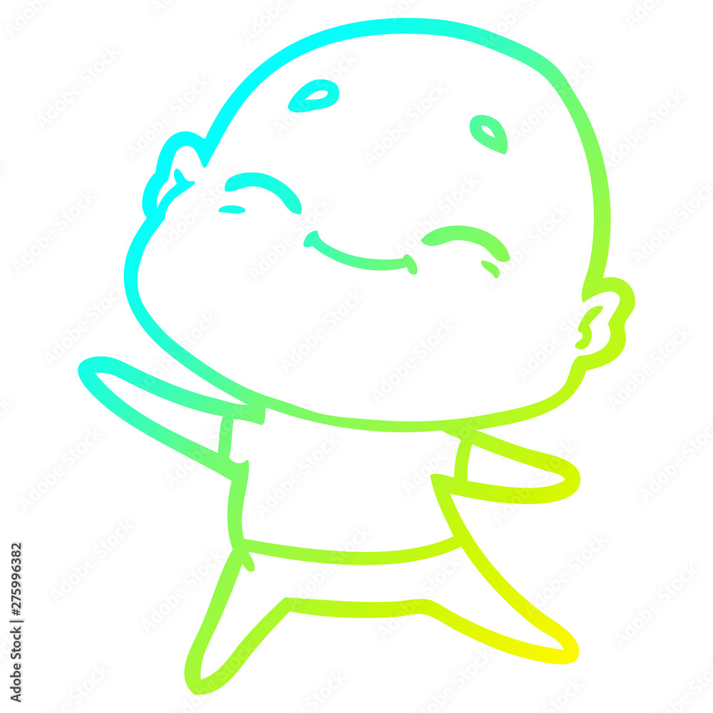 cold gradient line drawing happy cartoon bald man cold gradient line drawing happy cartoon bald man