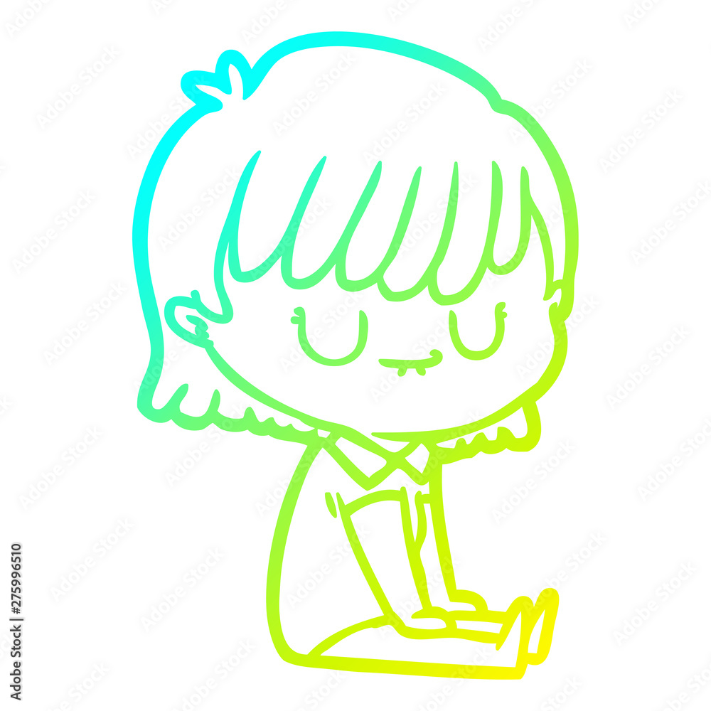 cold gradient line drawing cartoon woman cold gradient line drawing cartoon woman