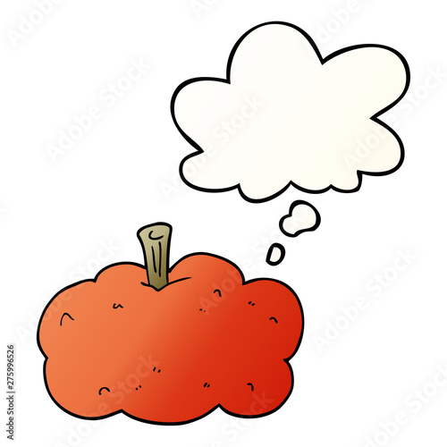 cartoon pumpkin and thought bubble in smooth gradient style