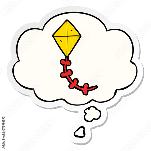 cartoon kite and thought bubble as a printed sticker