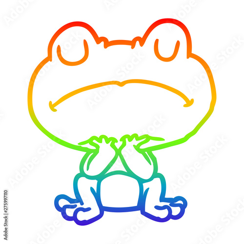 rainbow gradient line drawing frog waiting patiently