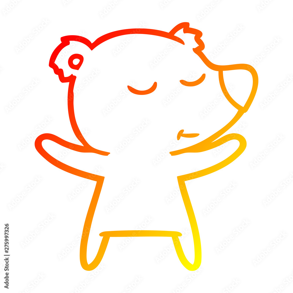 Obraz premium warm gradient line drawing happy cartoon bear