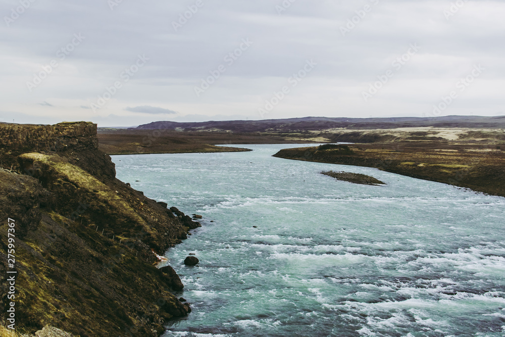 Beautiful Hvita river in Iceland near Gullfoss waterfall