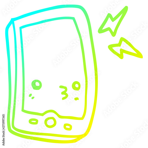 cold gradient line drawing cartoon mobile phone