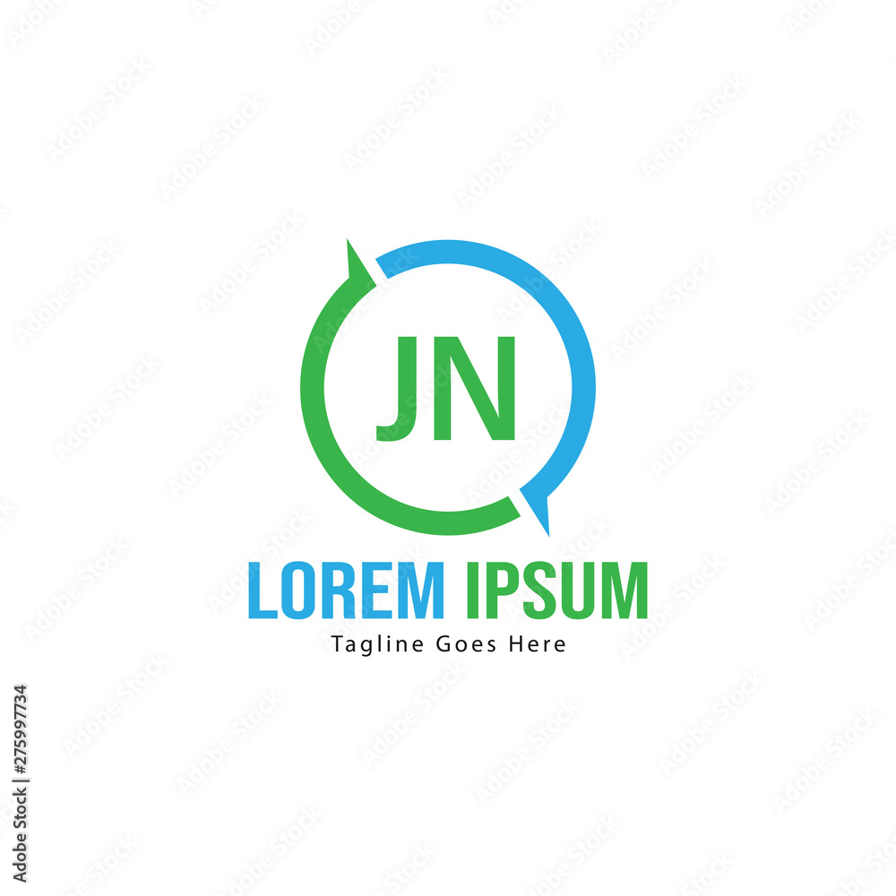 Initial JN logo template with modern frame. Minimalist JN letter logo vector illustration Initial JN logo template with modern frame. Minimalist JN letter logo vector illustration