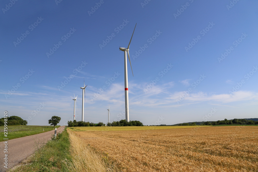 Fototapeta premium Wind engines in the fields in Germany