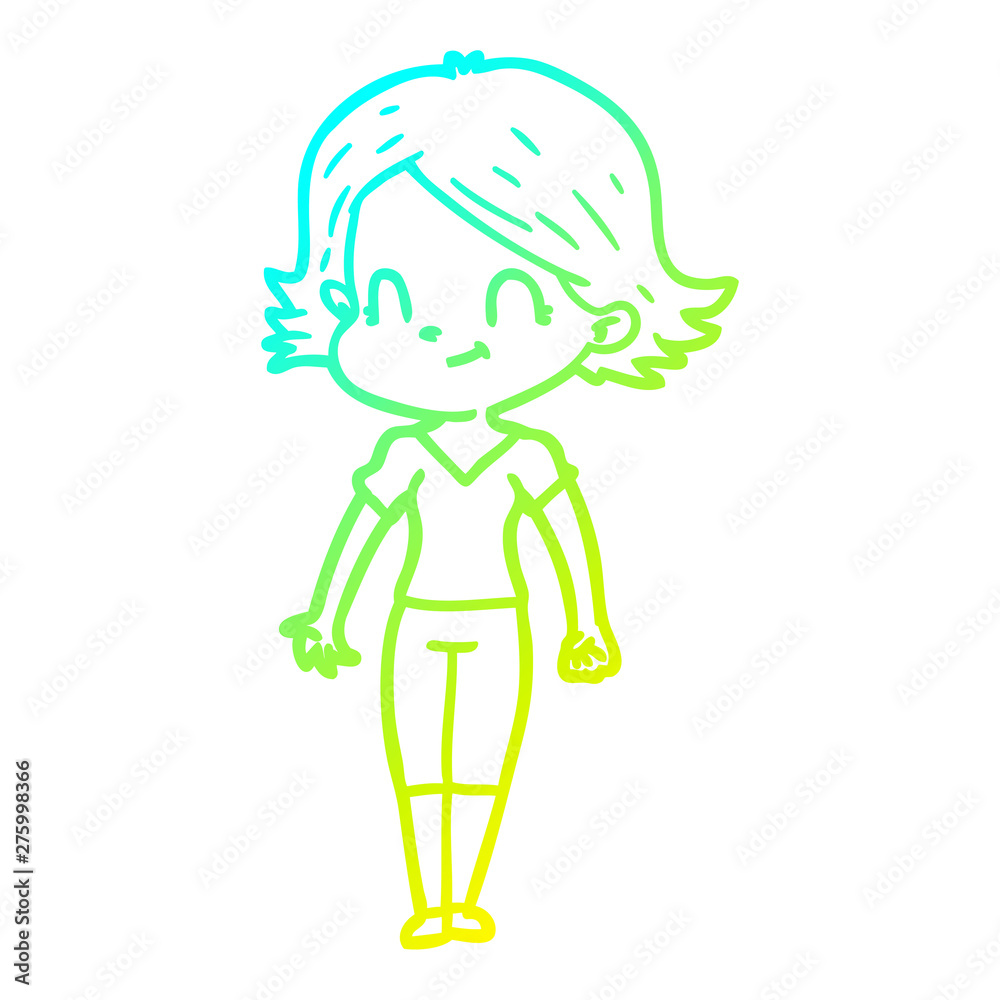 cold gradient line drawing cartoon friendly girl cold gradient line drawing cartoon friendly girl