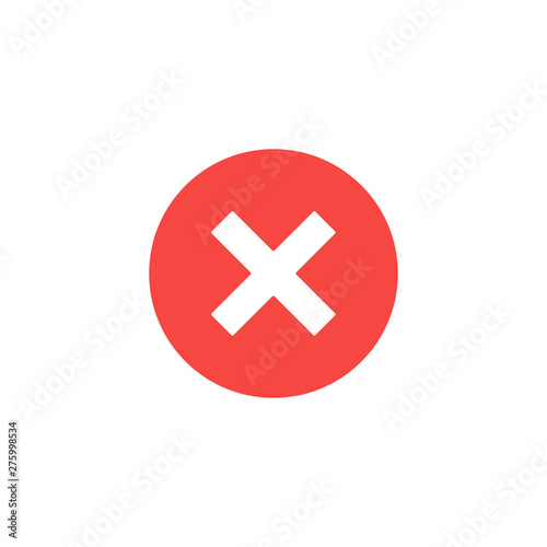 Cross mark icon. Red x mark symbol. Vector cross icon