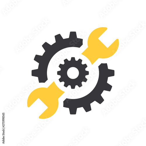 Repair icon. Wrench and gears. Vector Illustration