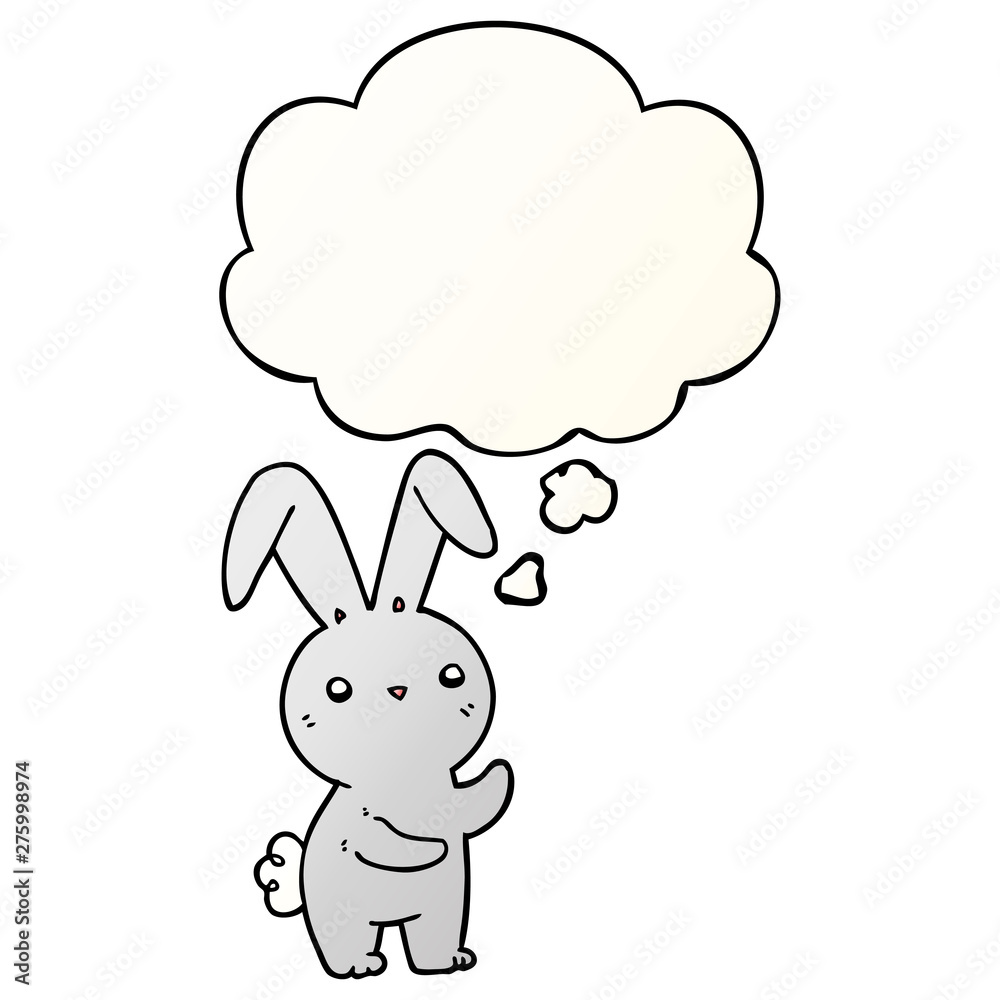 cute cartoon rabbit and thought bubble in smooth gradient style cute cartoon rabbit and thought bubble in smooth gradient style