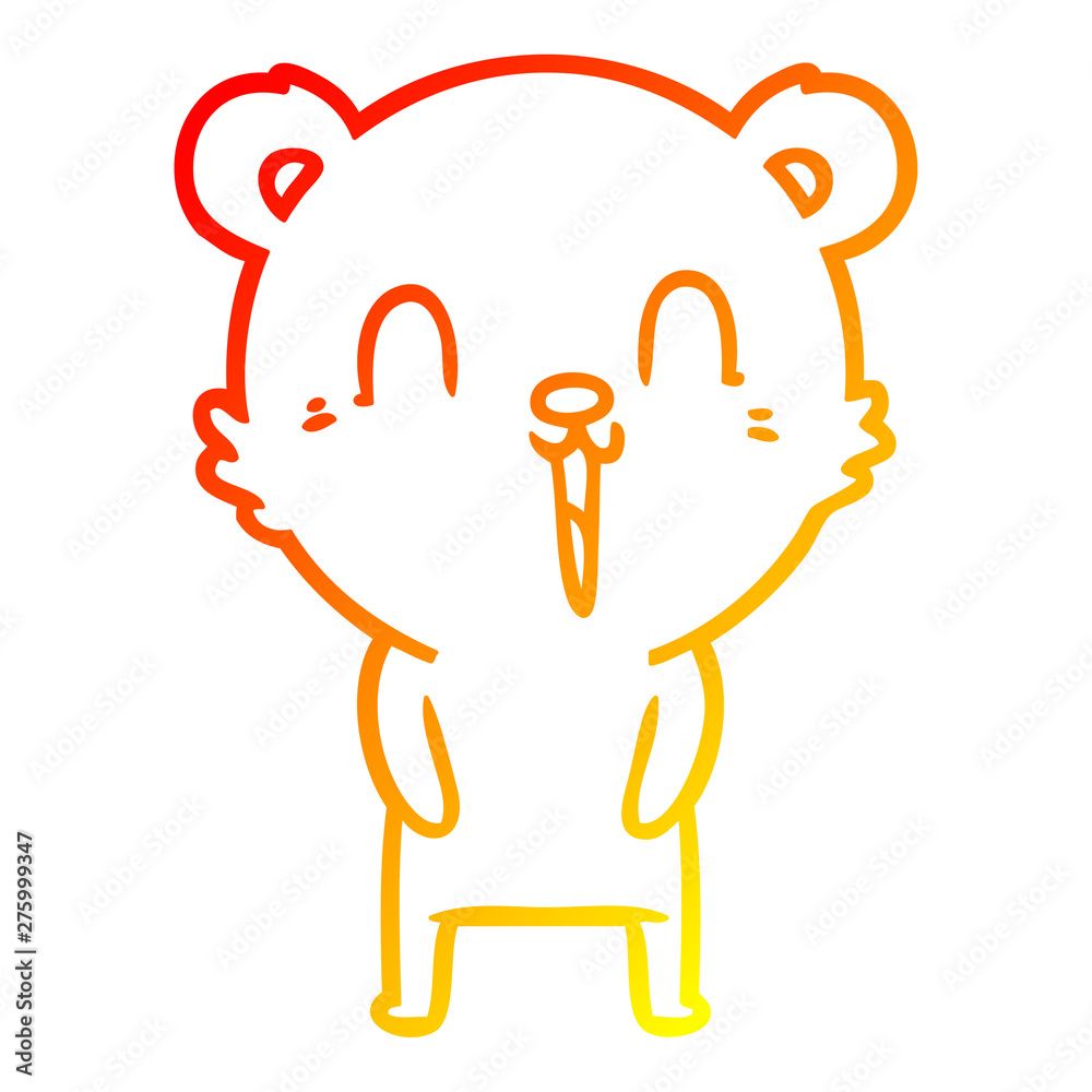 warm gradient line drawing happy cartoon bear warm gradient line drawing happy cartoon bear