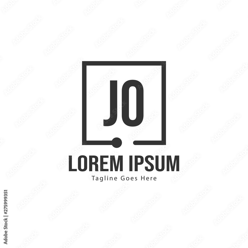 Initial JO logo template with modern frame. Minimalist JO letter logo vector illustration