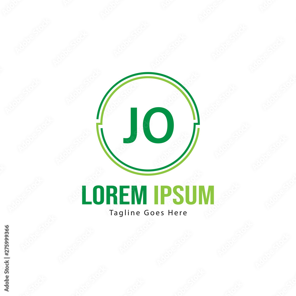 Initial JO logo template with modern frame. Minimalist JO letter logo vector illustration Initial JO logo template with modern frame. Minimalist JO letter logo vector illustration