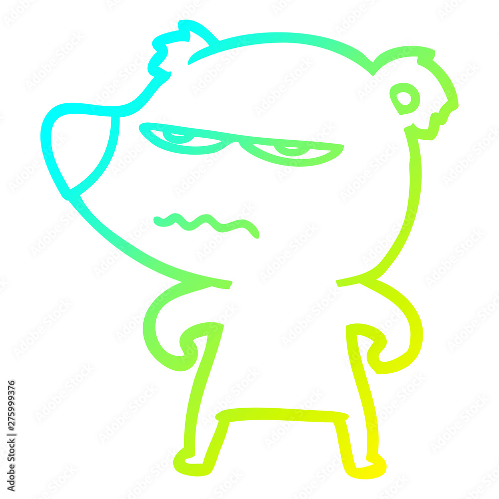 Fototapeta premium cold gradient line drawing angry bear polar cartoon