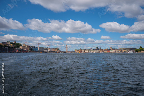 Houses and landscape at the inner harbor of Stockholm a summer day.