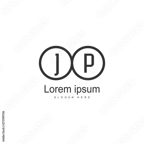 Initial JP logo template with modern frame. Minimalist JP letter logo vector illustration