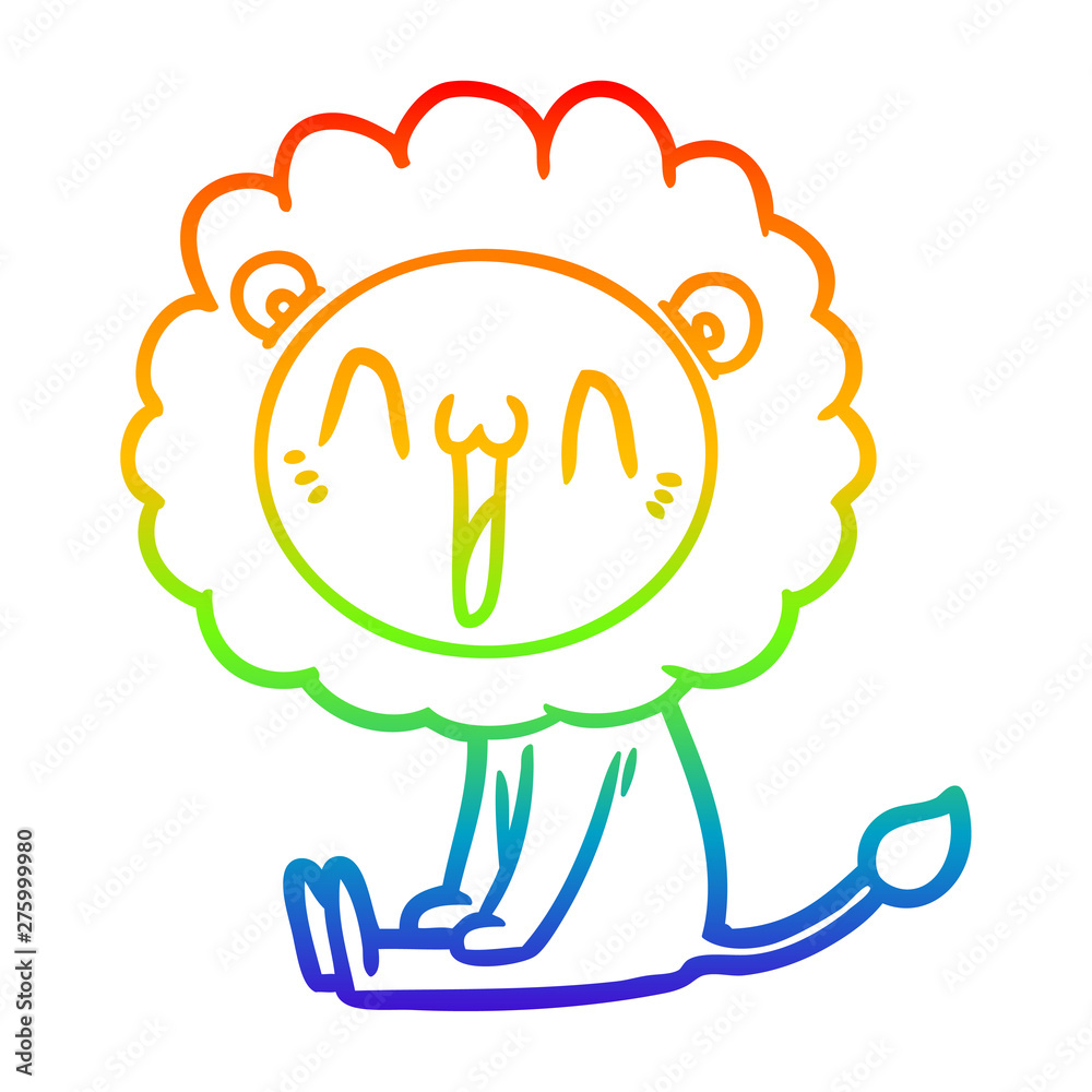 rainbow gradient line drawing happy cartoon lion rainbow gradient line drawing happy cartoon lion