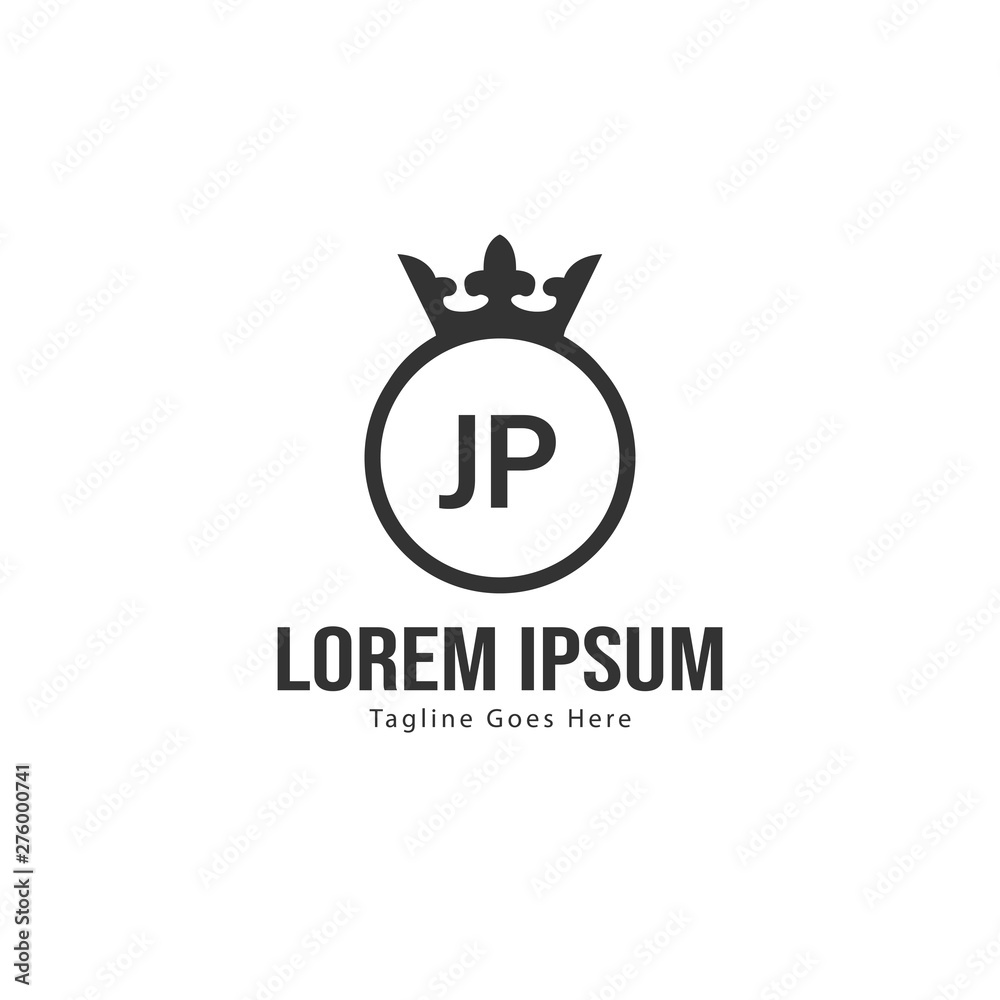 Initial JP logo template with modern frame. Minimalist JP letter logo vector illustration