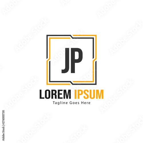 Initial JP logo template with modern frame. Minimalist JP letter logo vector illustration