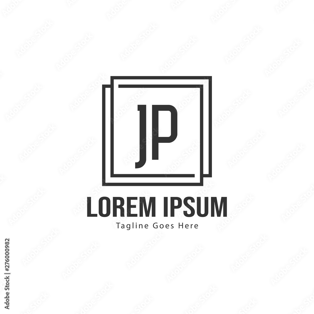 Initial JP logo template with modern frame. Minimalist JP letter logo vector illustration