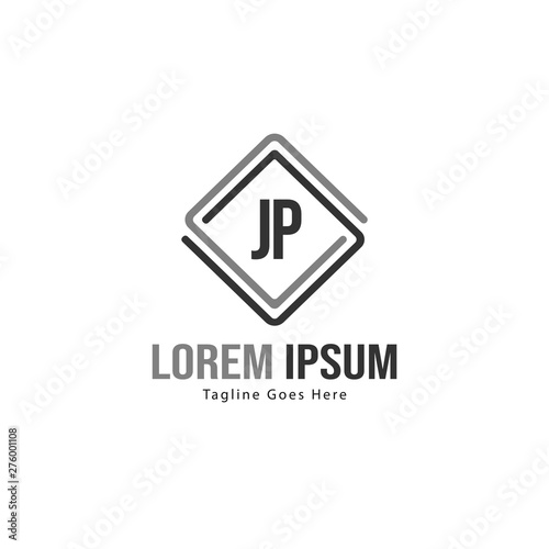 Initial JP logo template with modern frame. Minimalist JP letter logo vector illustration