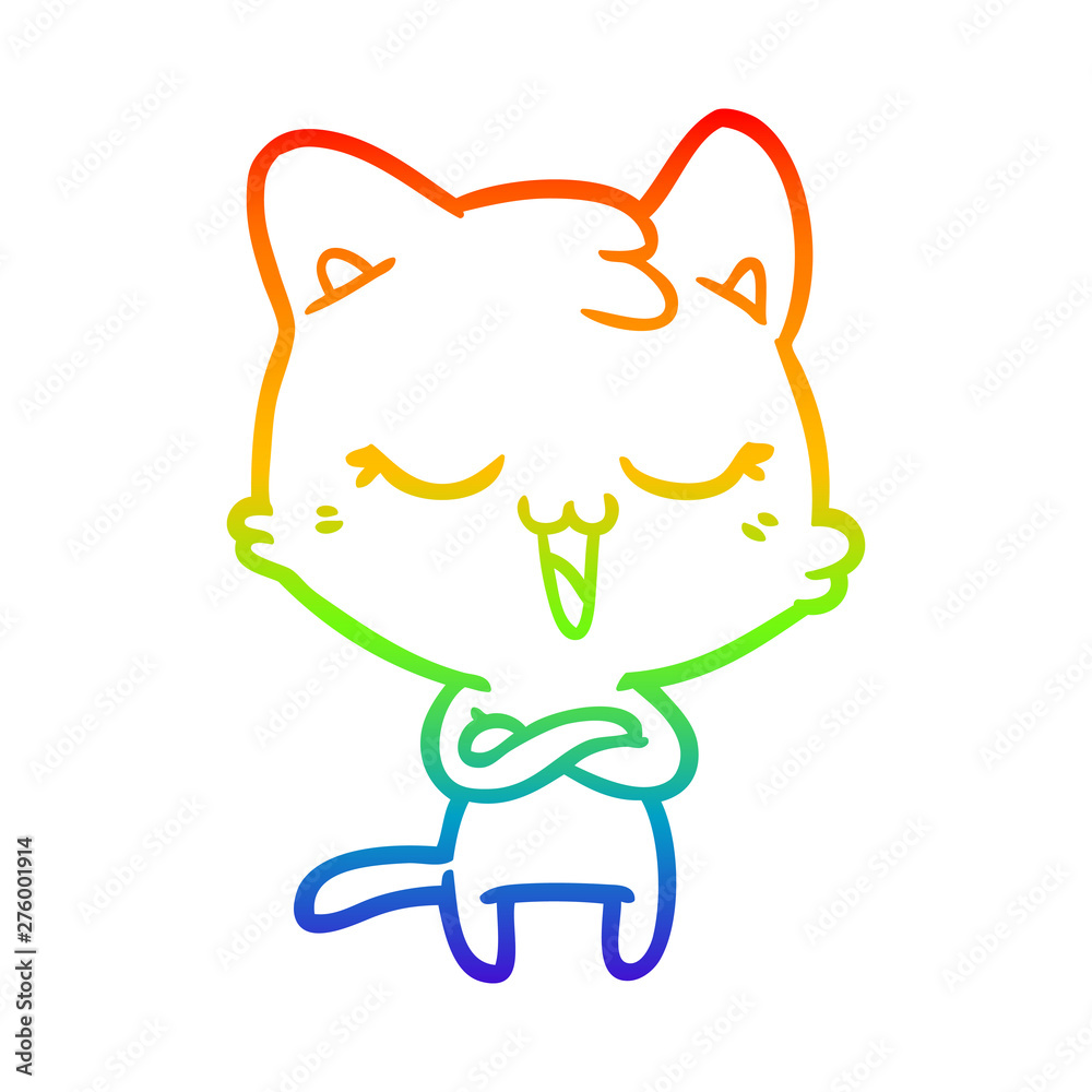 rainbow gradient line drawing happy cartoon cat rainbow gradient line drawing happy cartoon cat