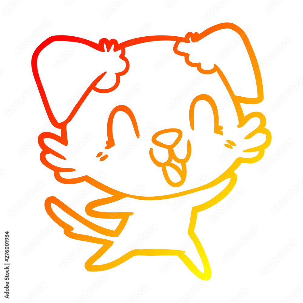 warm gradient line drawing laughing cartoon dog warm gradient line drawing laughing cartoon dog
