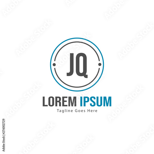 Initial JQ logo template with modern frame. Minimalist JQ letter logo vector illustration