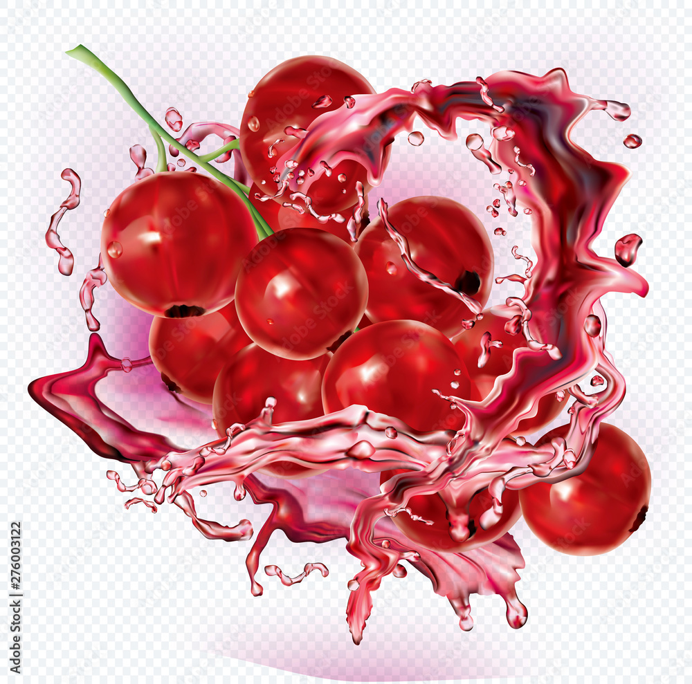 Naklejka Currant red in splashes of juice