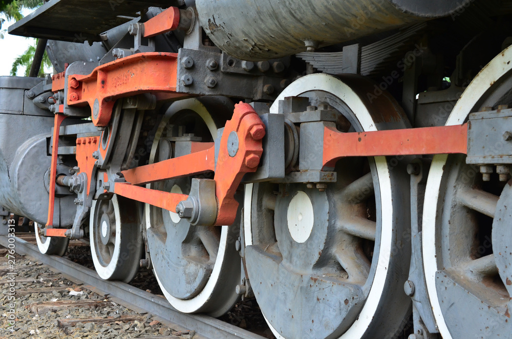 Pieces detailed about old train on station disabled, steam locomotive as know as Pieces detailed about old train on station disabled, steam locomotive as know as