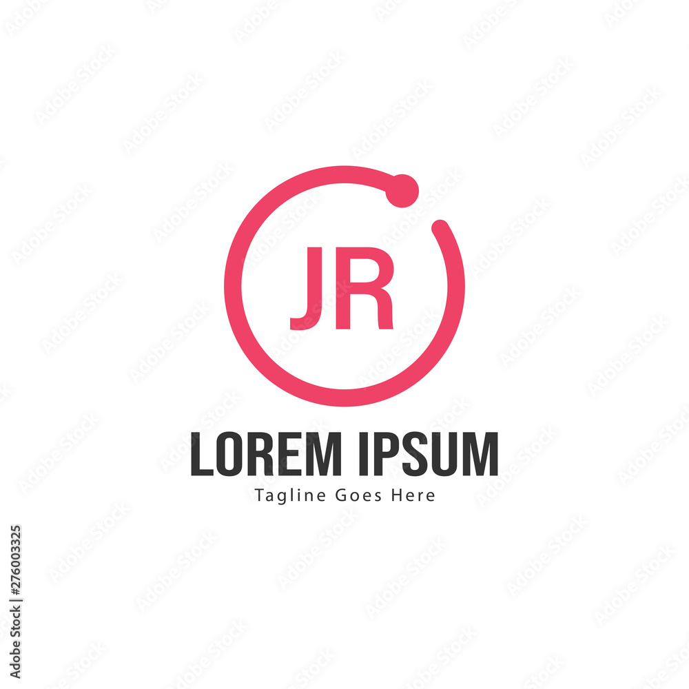 Initial JR logo template with modern frame. Minimalist JR letter logo vector illustration