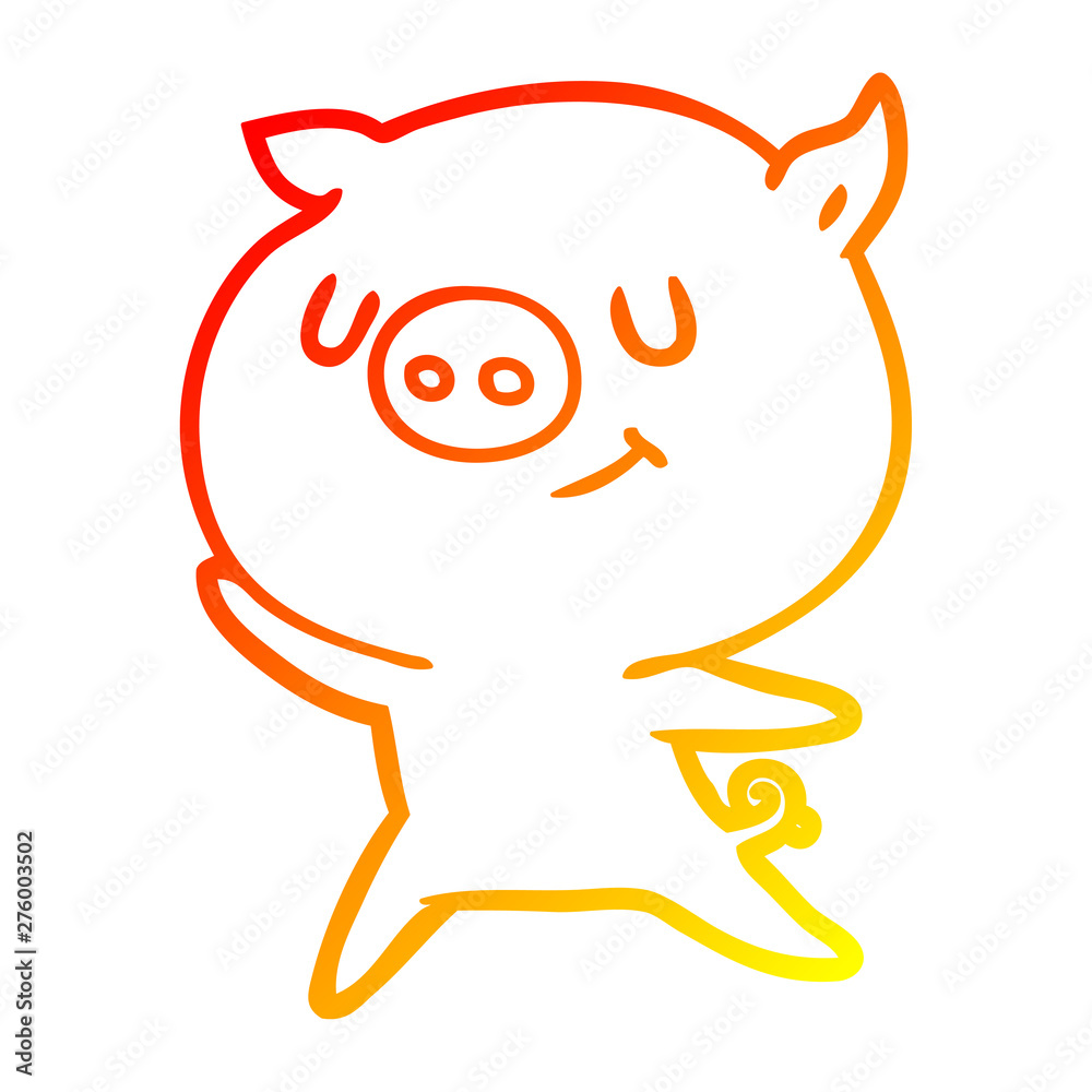 warm gradient line drawing happy cartoon pig warm gradient line drawing happy cartoon pig