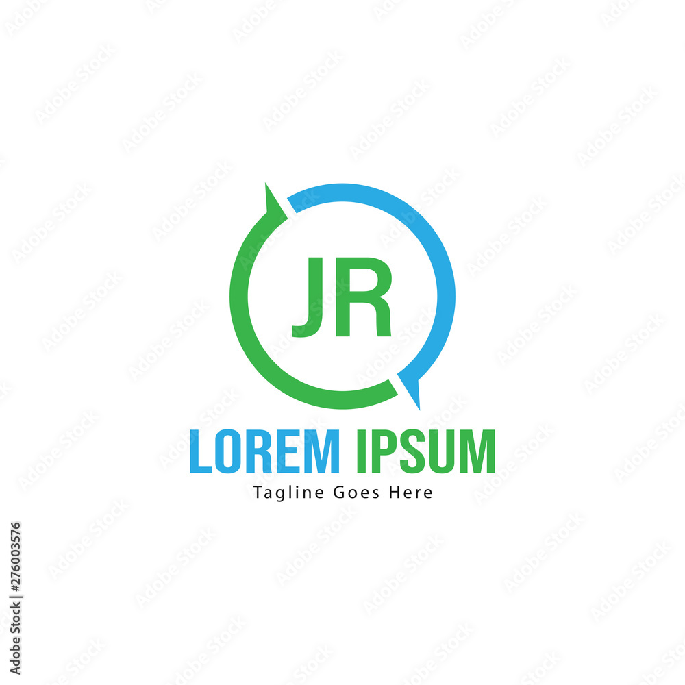 Initial JR logo template with modern frame. Minimalist JR letter logo vector illustration Initial JR logo template with modern frame. Minimalist JR letter logo vector illustration