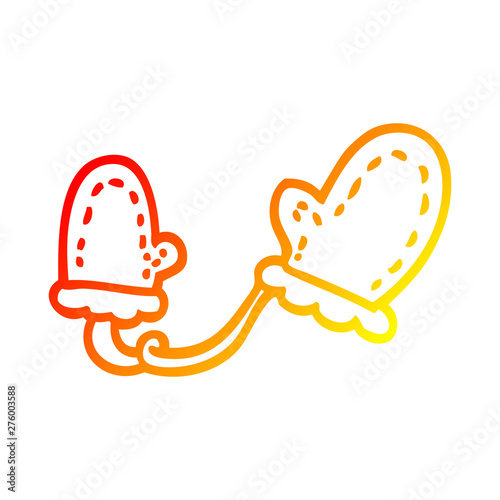 warm gradient line drawing cartoon mittens
