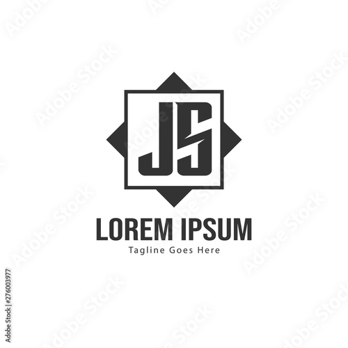 Initial JS logo template with modern frame. Minimalist JS letter logo vector illustration