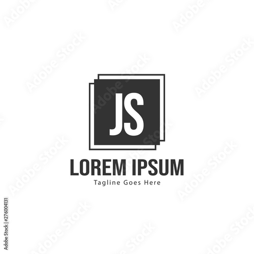 Initial JS logo template with modern frame. Minimalist JS letter logo vector illustration