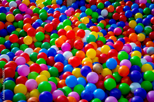 background of Colorful plastic balls in children's playroom