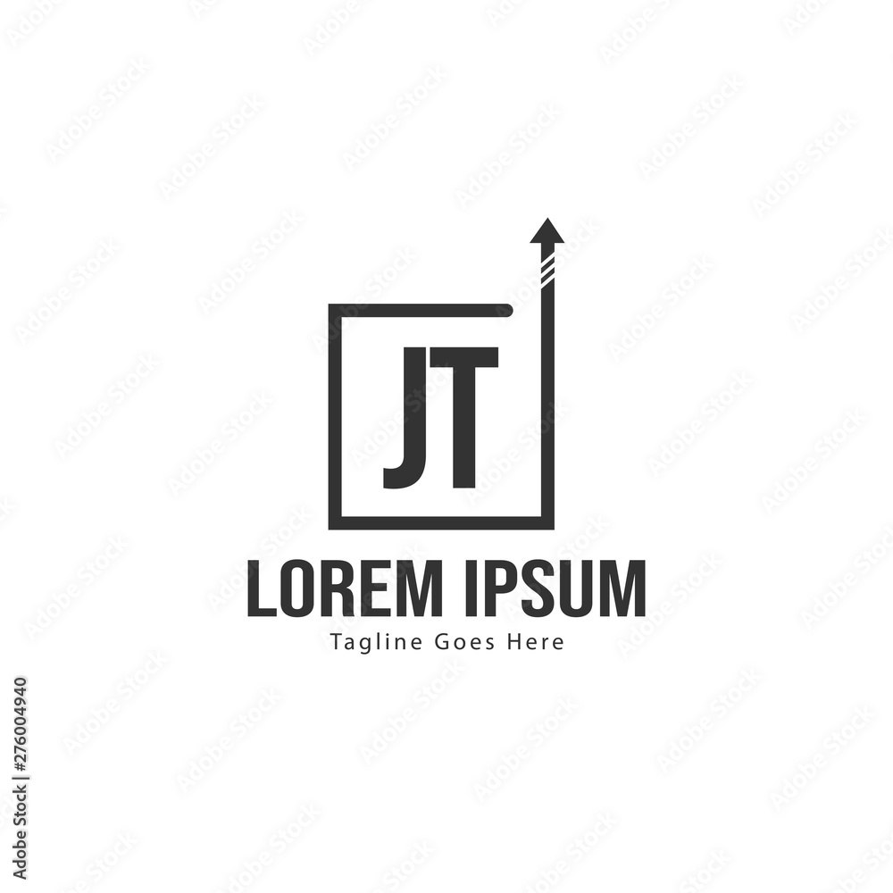 Initial JT logo template with modern frame. Minimalist JT letter logo vector illustration