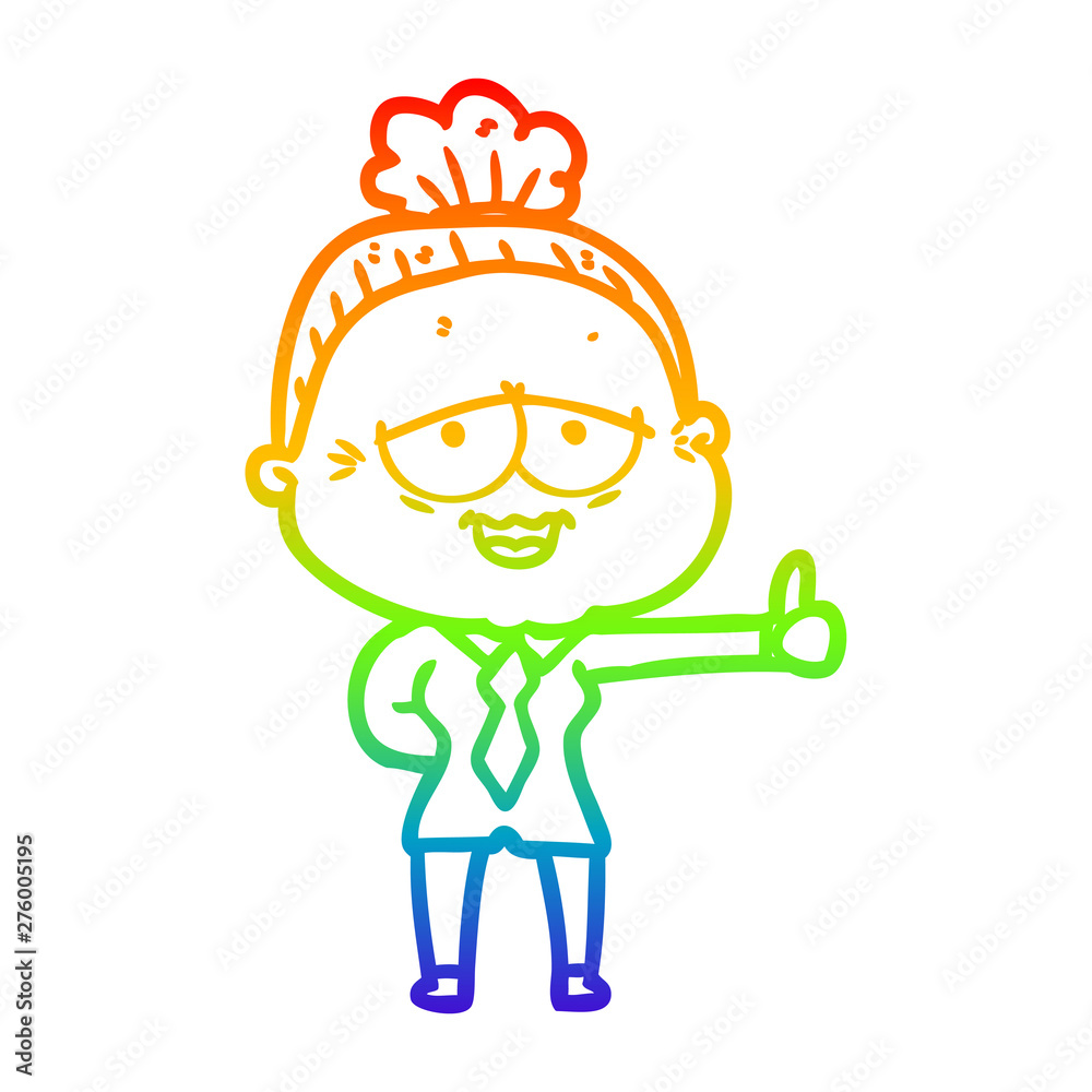 rainbow gradient line drawing cartoon happy old lady rainbow gradient line drawing cartoon happy old lady