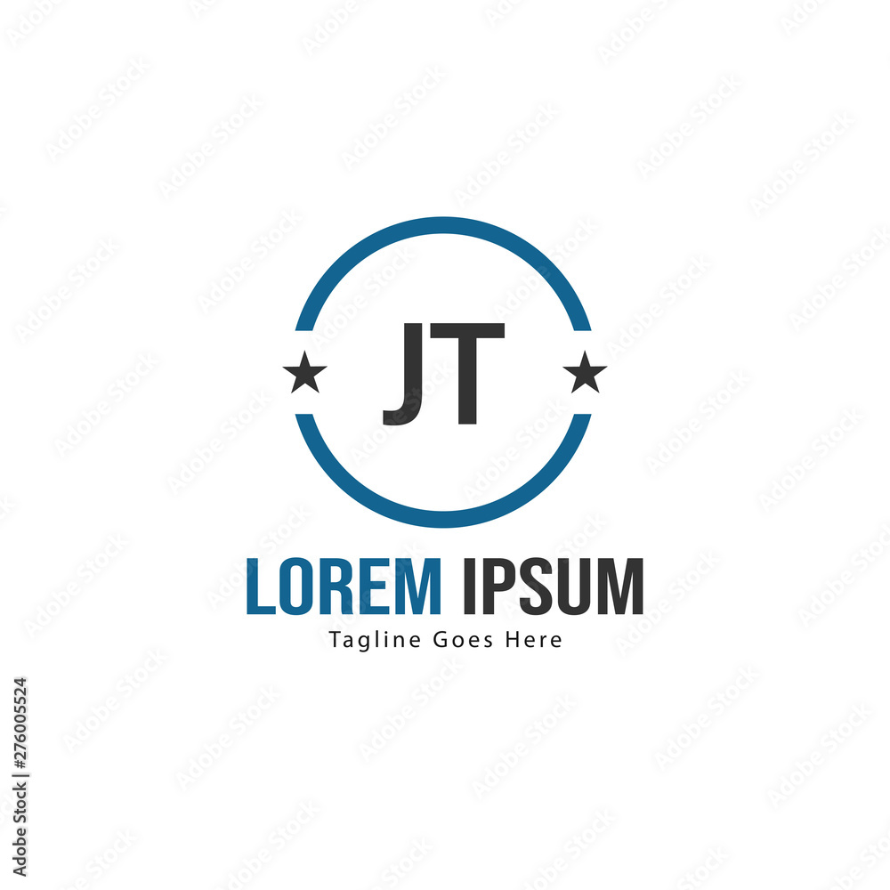 Initial JT logo template with modern frame. Minimalist JT letter logo vector illustration Initial JT logo template with modern frame. Minimalist JT letter logo vector illustration