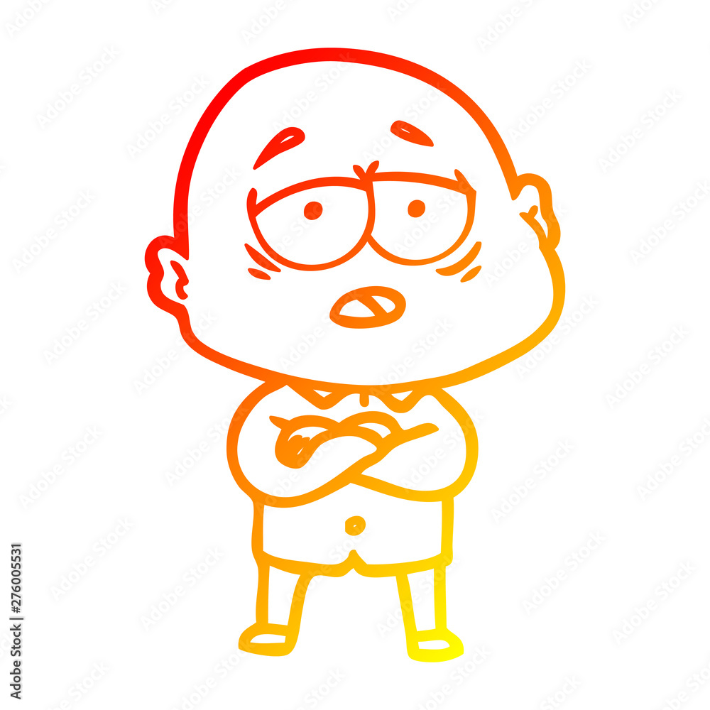 warm gradient line drawing cartoon tired bald man warm gradient line drawing cartoon tired bald man