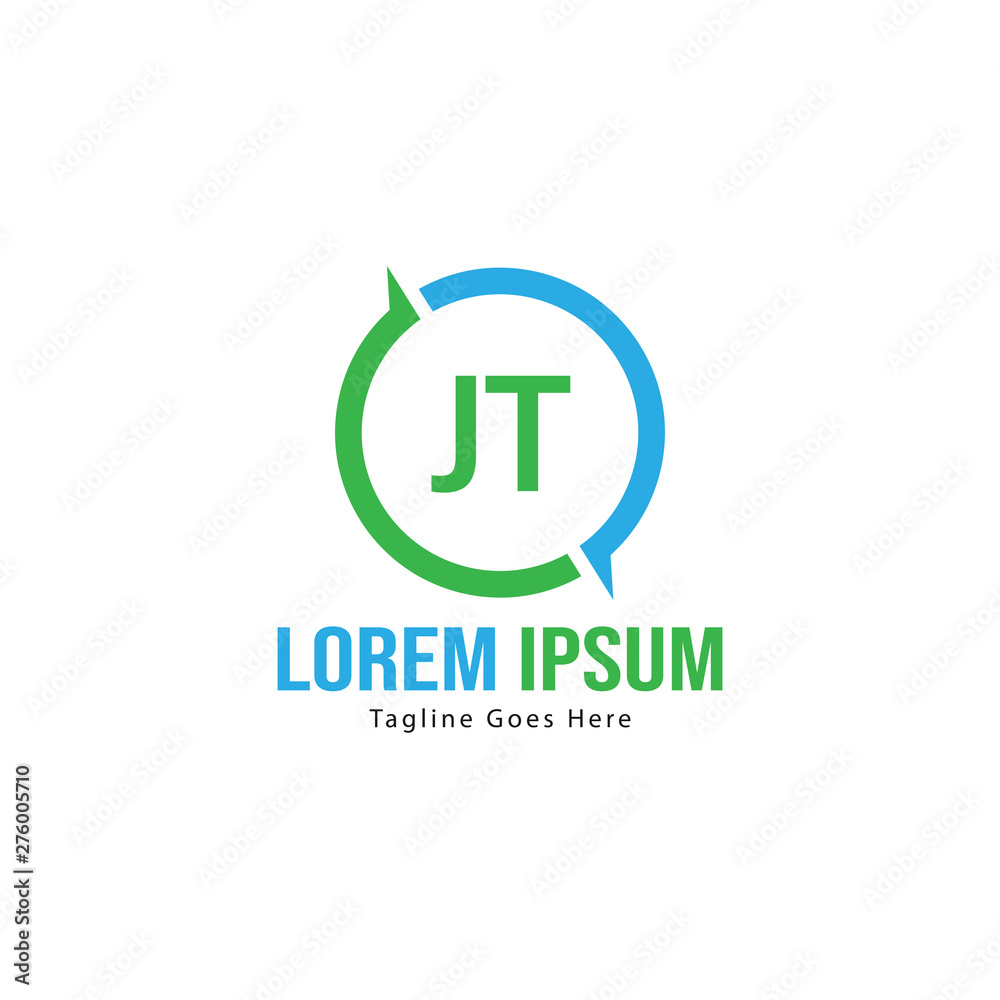 Initial JT logo template with modern frame. Minimalist JT letter logo vector illustration Initial JT logo template with modern frame. Minimalist JT letter logo vector illustration