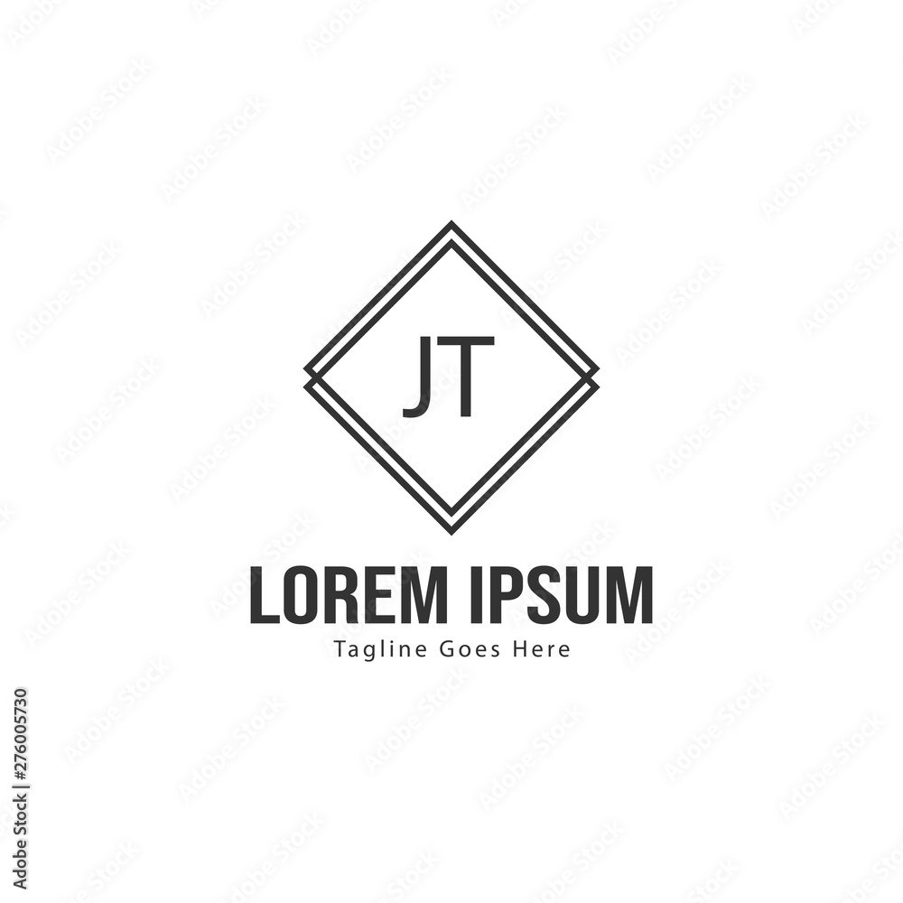 Fototapeta premium Initial JT logo template with modern frame. Minimalist JT letter logo vector illustration