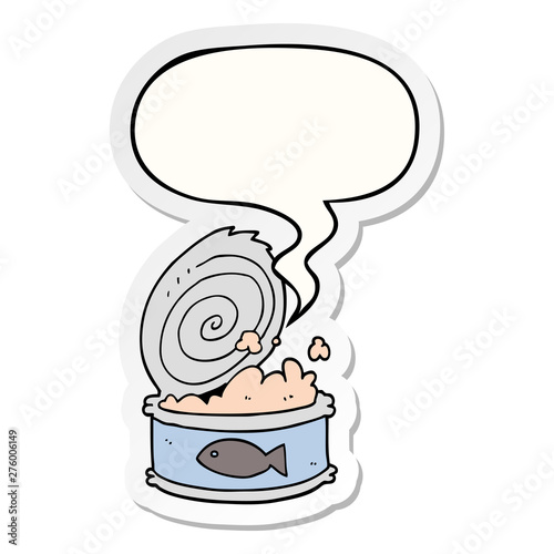 cartoon canned food and speech bubble sticker