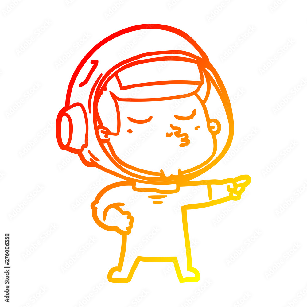 warm gradient line drawing cartoon confident astronaut