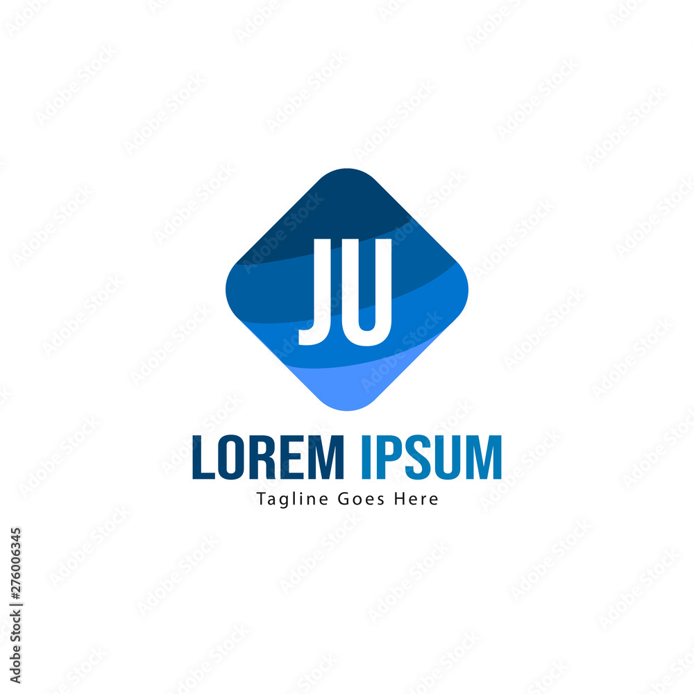 Initial JU logo template with modern frame. Minimalist JU letter logo vector illustration